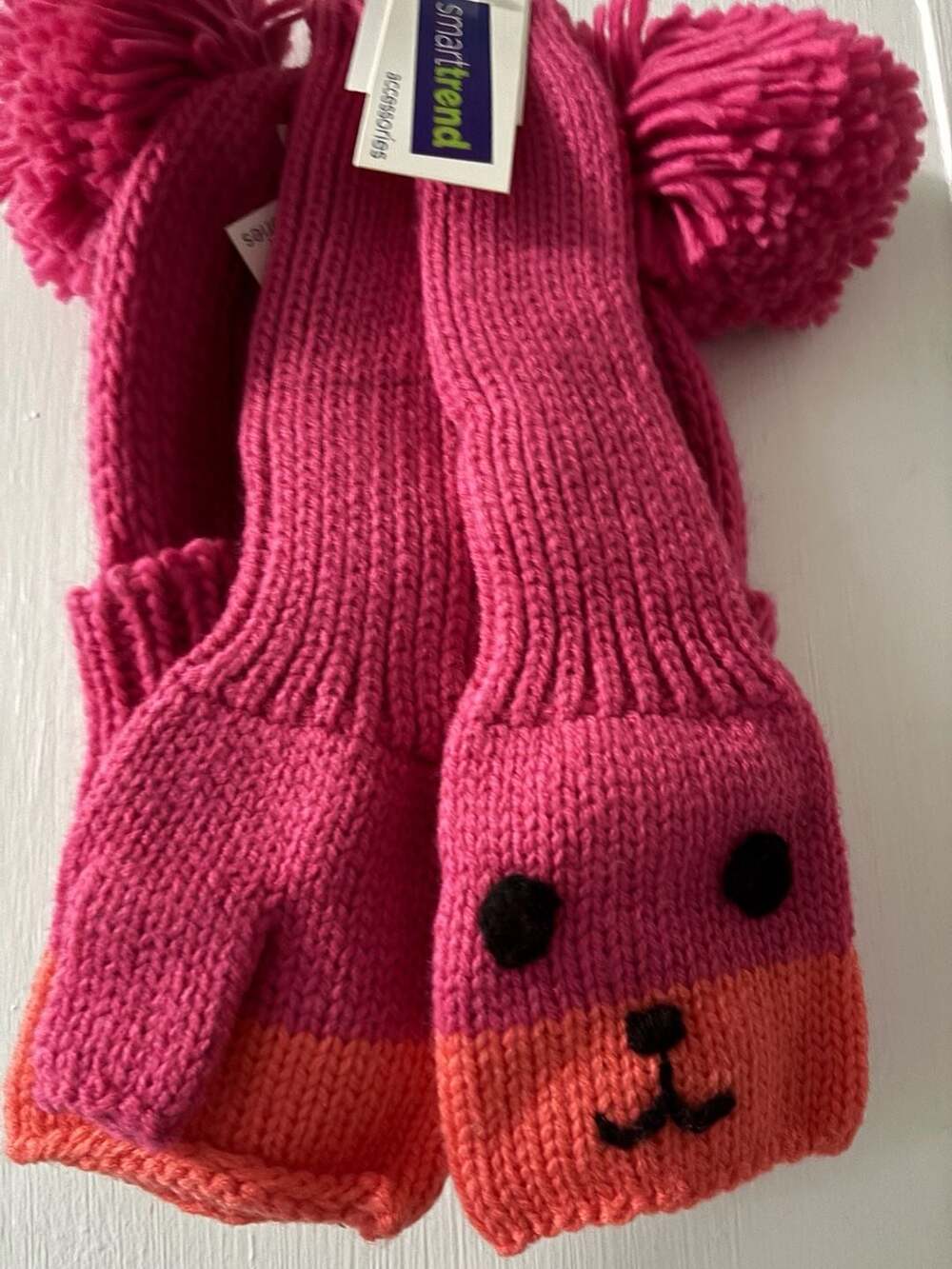 Smarttrend Accessories Pink and Orange Knit Animal Mittens